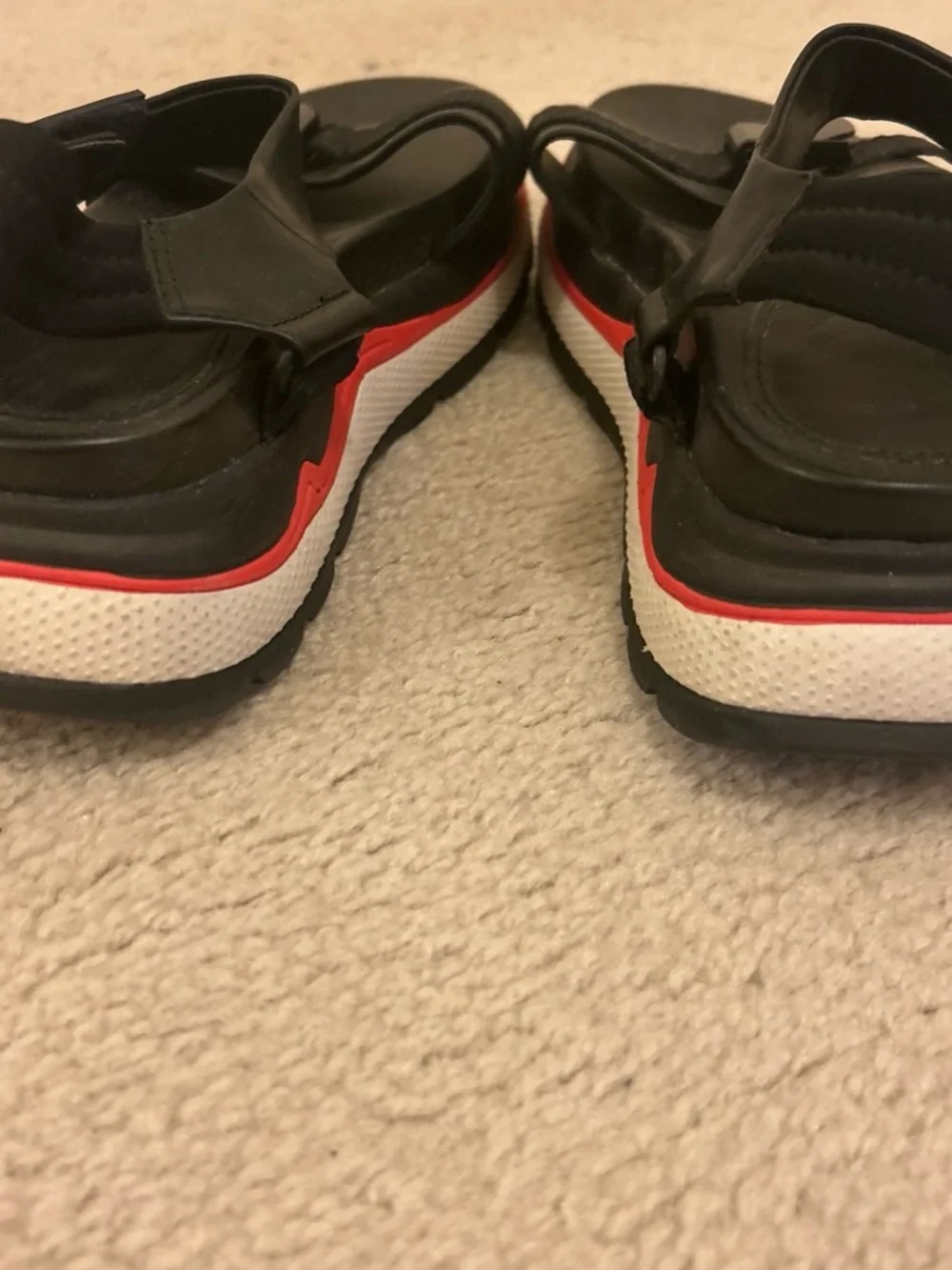 Zara Black Sport Sandals with Red and White Trim